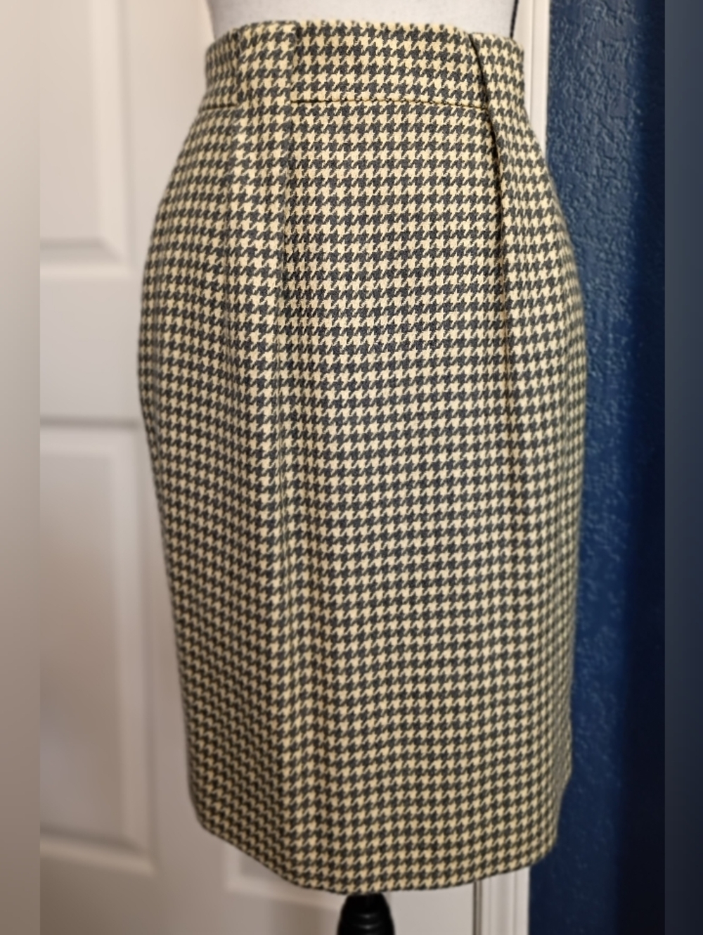 Jones New York Houndstooth Pencil Skirt - Black & Cream